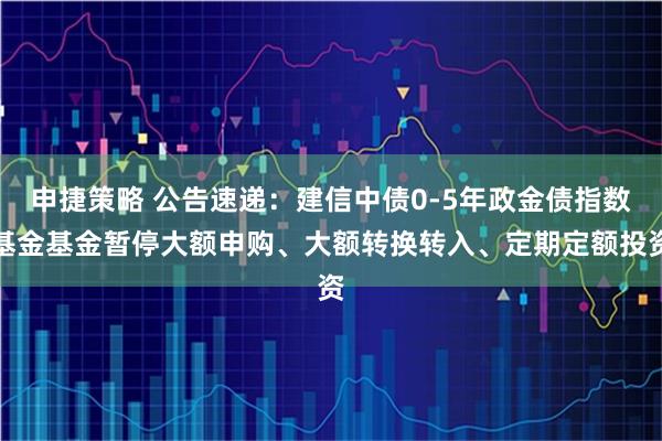 申捷策略 公告速递：建信中债0-5年政金债指数基金基金暂停大额申购、大额转换转入、定期定额投资